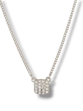 Givenchy Authentic Silver Necklace Rhinestone Elegant Detail Luxury NWOT